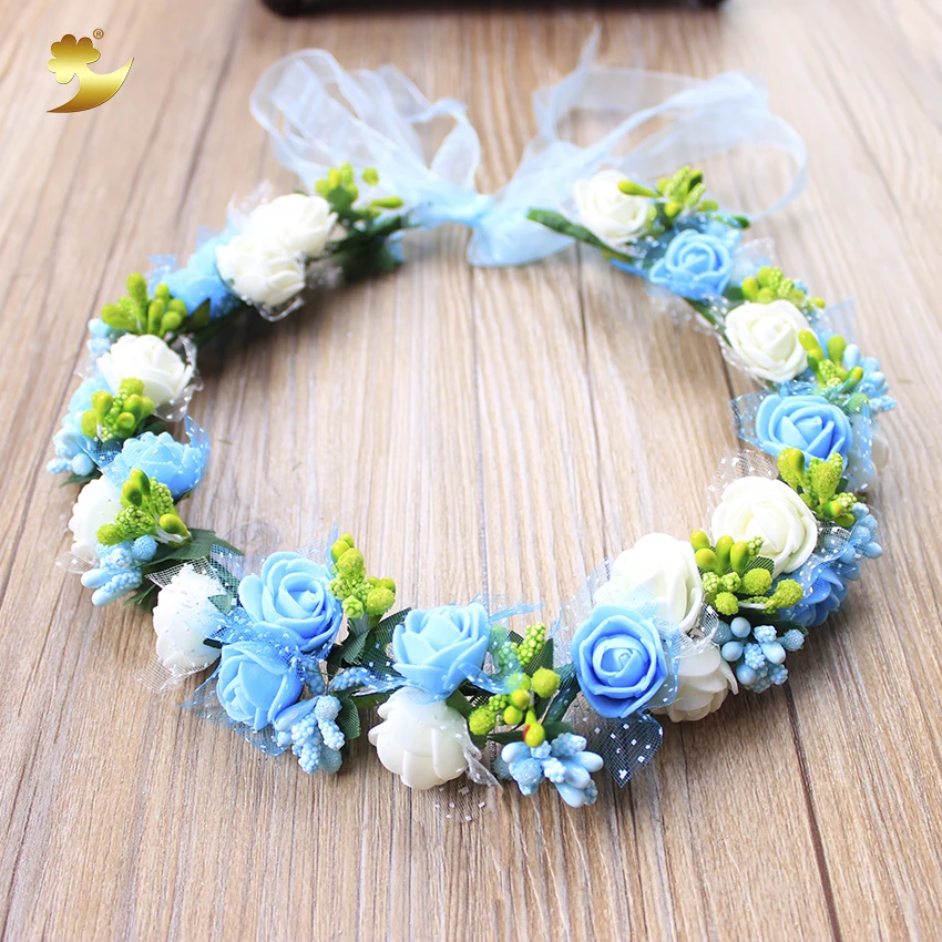 XinYun Women Adjustable Rose Flower Headbands Crown Beach Wedding Wreath Hairband Bridal Hair Ornament | Украшения и аксессуары