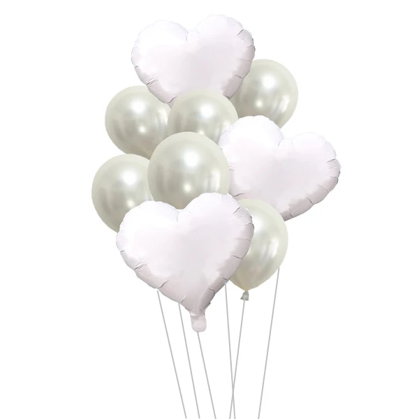 White Heart 9 шт., 12 дюймов и 18 дюймов, креативный, много воздушных шаров, гелиевый воздушный шар "Конфетти", украшение для свадьбы, праздника, дня рождения, вечеринок - Цвет: White Heart