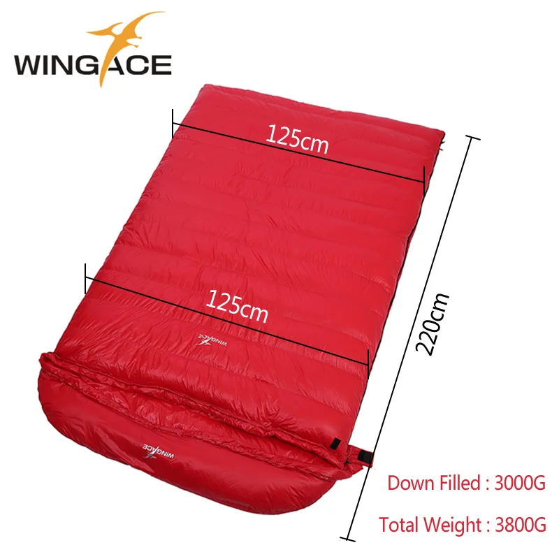 WINGACE заполнить 1000 г 2000 3000 г 4000 5000 г утка вниз конверт спальный мешок для кемпинга на открытом воздухе Пеший Туризм взрослых двойной спальные мешки - Цвет: Red 3000G