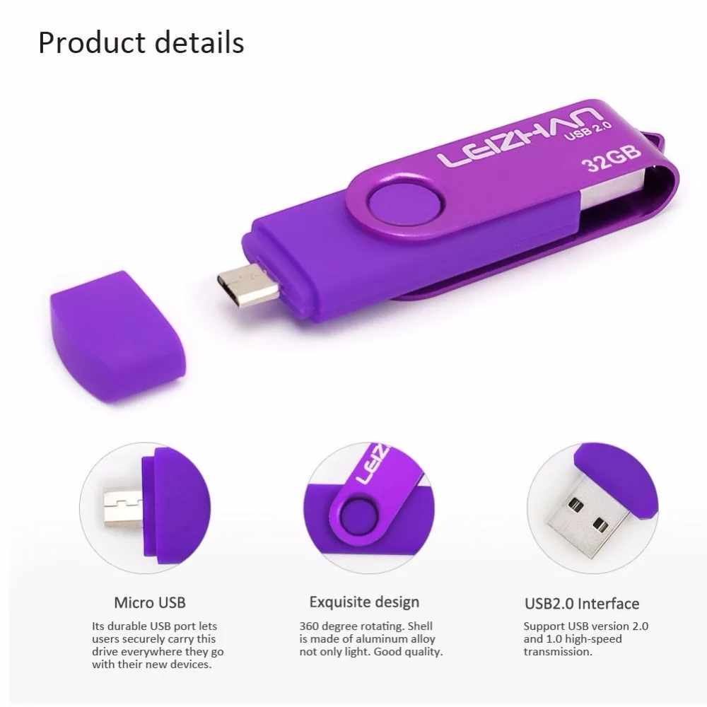 Leizhan флэш накопитель USB OTG 2.0 4 ГБ телефона Android Micro 8 16 memory stick 32 usb диск 64 флешки|64gb