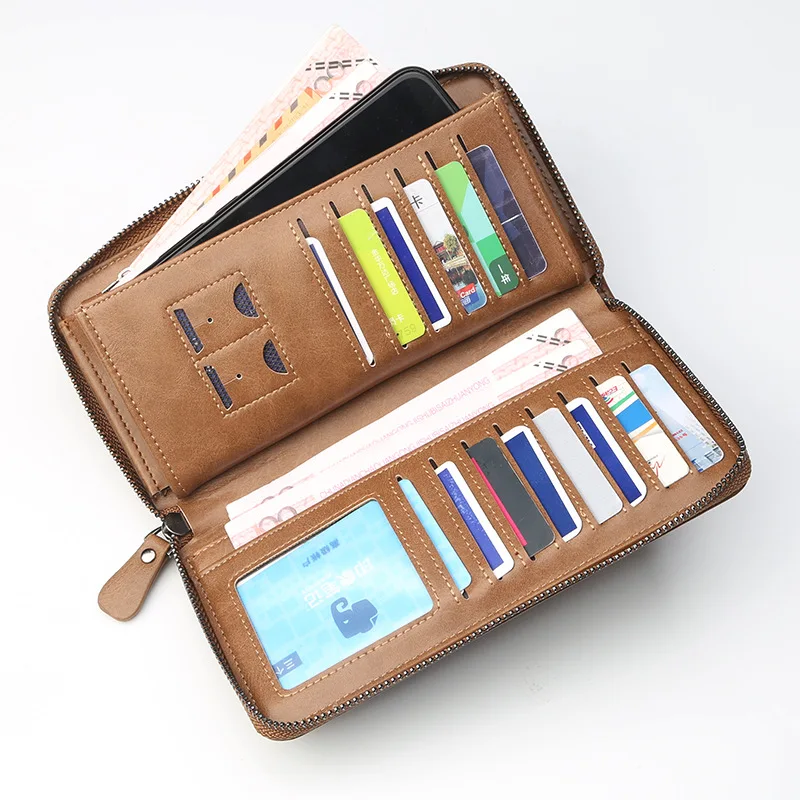 Baellerry Мужской Длинный кошелек с несколькими клипсами из парусины на молнии сумка