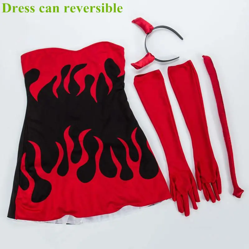 Vocole Для женщин Красный Божественная дьявола и белый Ангел двухсторонний костюм