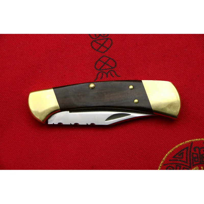 

LOVOCOO #Bu#CK112 Brass + Wooden Handle 440C Blade Folding Fruit Knife Hunting Pocket Outdoor Kitchen Universal EDC Tools