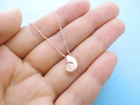 new small seashell shell pendant charm necklace ariel voice conch spiral swirl sea snail ocean beach nautical necklace jewelry