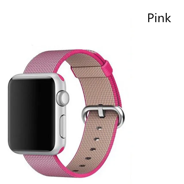 Pink 40 мм 44 мм лямка из нейлоновой ткани ремешок для Apple Watch 4 ткань полоса браслет ремень ремни Ремешок 38 мм 42 мм для iWatch 4/3/2/1 - Цвет ремешка: Pink
