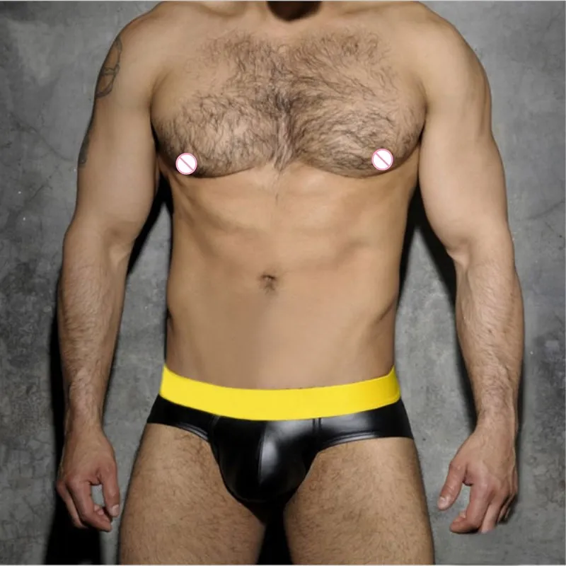 

Men Underwear Briefs Mens Cortex Leather Underpants Cueca Masculina U Pouch Male Panties Mens briefs Gay Underwear Ropa Pants