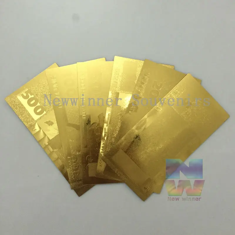 6 шт./компл. Латвийский 24K золотой набор банкнот 500/100/50/20/10/5 латов бумага для