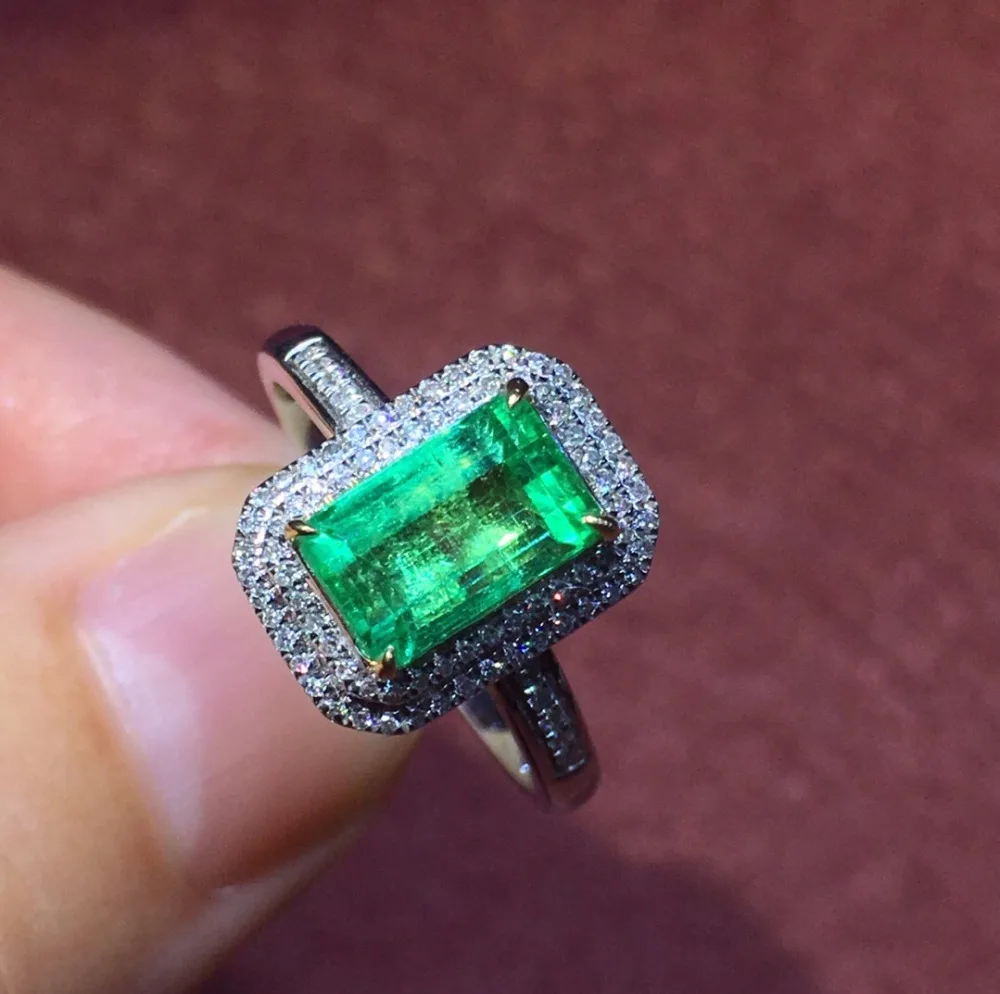 Fine Jewelry индивидуальные коллекции реальная 18-каратного белого золота натуральный изумруд драгоценный камень женские обручальные кольца для женщин Изысканные кольца