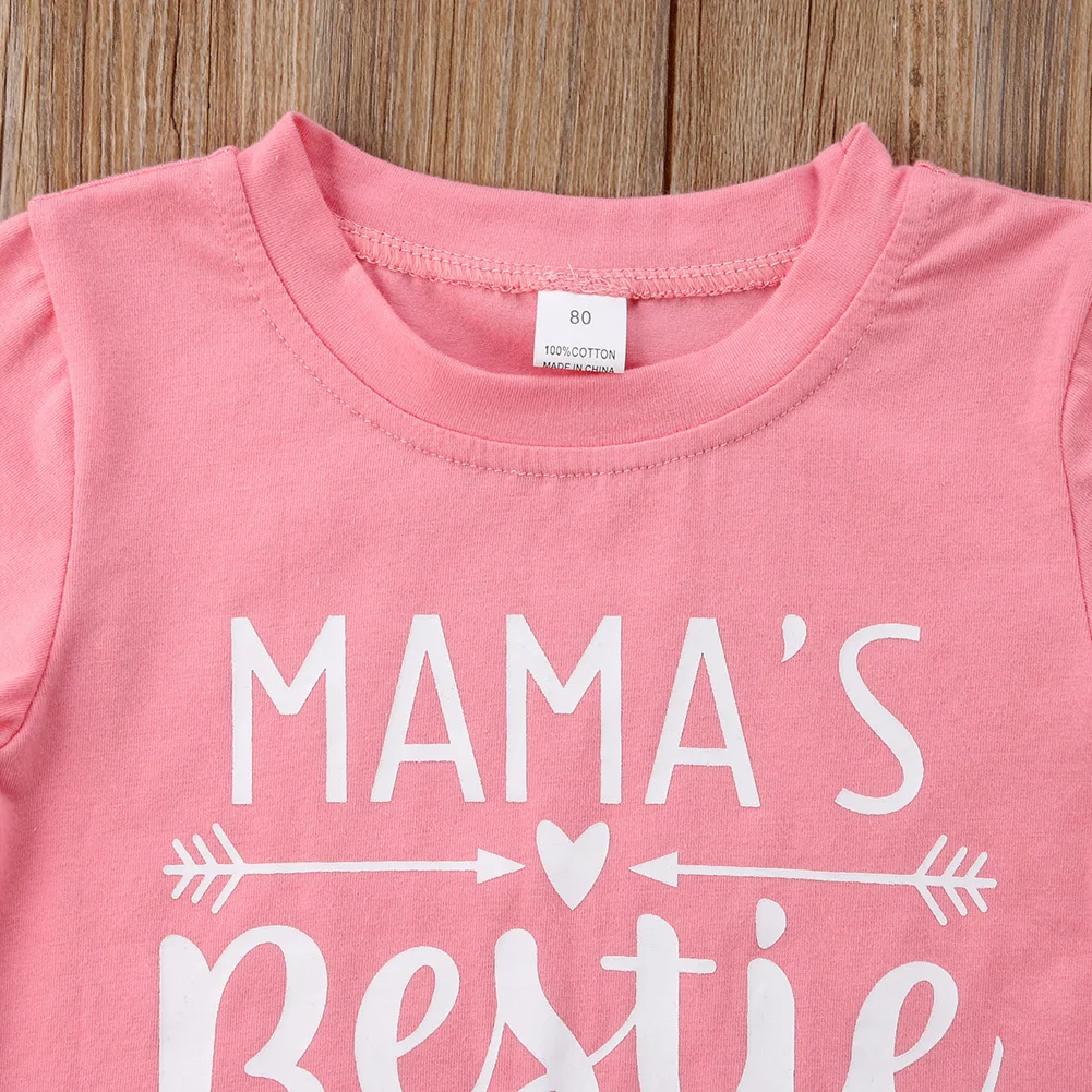 Розовые футболки с короткими рукавами и принтом MAMAS Bestie