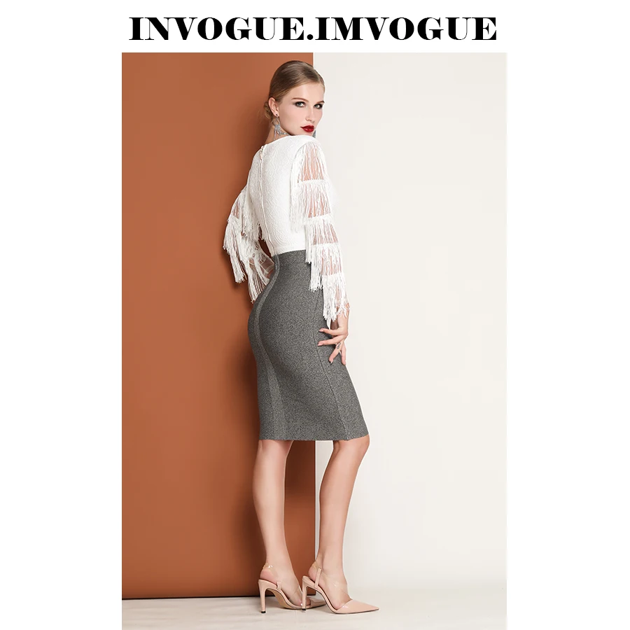 INVOGUE. Женский облегающий топ с кисточками ivogue белый v образным вырезом и длинными