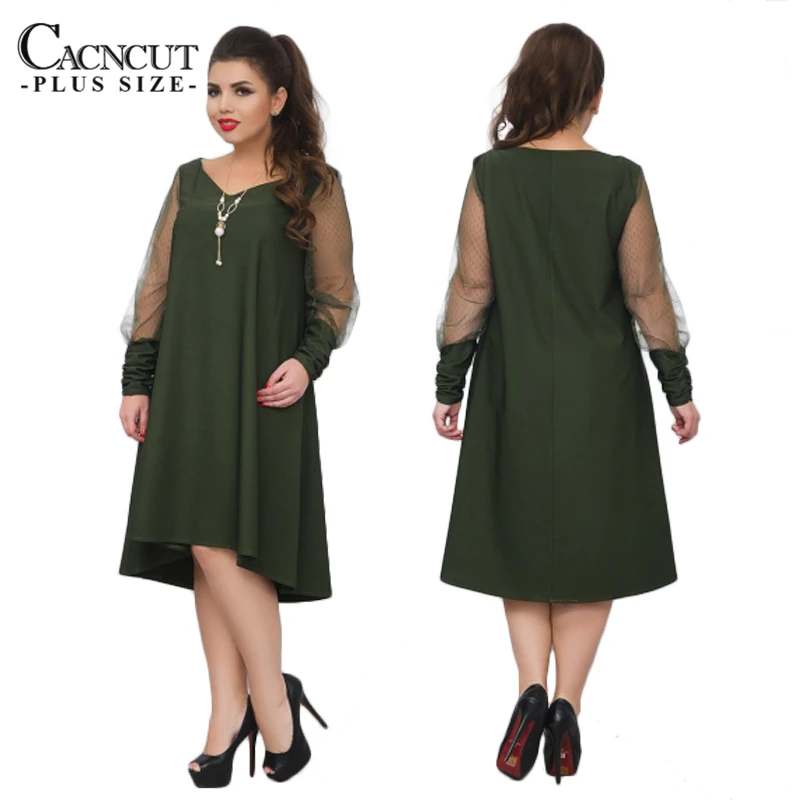 COCOEPPS 5XL 6XL свободное одноцветное женское платье с длинным рукавом больших размеров платья размера плюс Повседневные платья одежда больших размеров