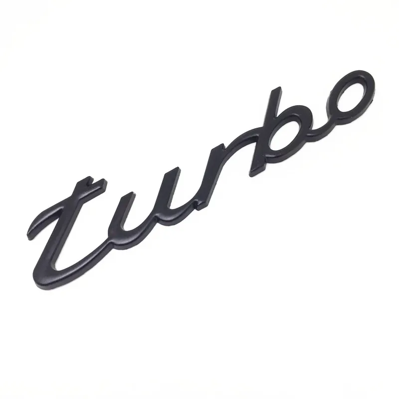 Black 3D хромированная металлическая эмблема Turbo знак, наклейка на автомобиль с турбонаддувом задний багажник Авто наклейки для Porsche Cayenne Macan 718 911 GTS - Название цвета: Black
