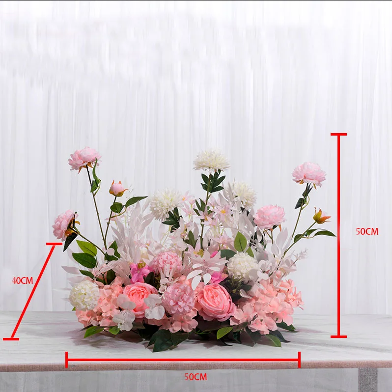 Pink 50cm 50/100 см Европейский искусственный ряд цветов вечерние свадебная АРКА фон Настенный декор расположение de fleurs de mariage Роза пионы помпон - Цвет: Pink 50cm