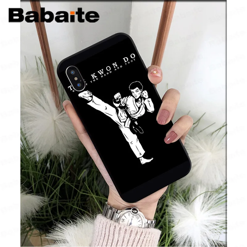 Babaite Kungfu тхэквондо черный мягкий ТПУ чехол для телефона чехол для Apple iPhone 7 8 6 6S Plus X XS MAX 5 5S SE XR чехол