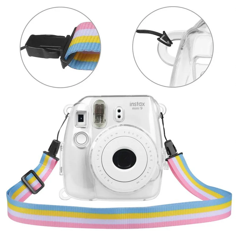 Fujifilm Instax Mini 9 чехол прозрачный Кристальный пластиковый чехол для камеры защитный чехол с ремешком для Fujifilm instax Mini 8/9/8