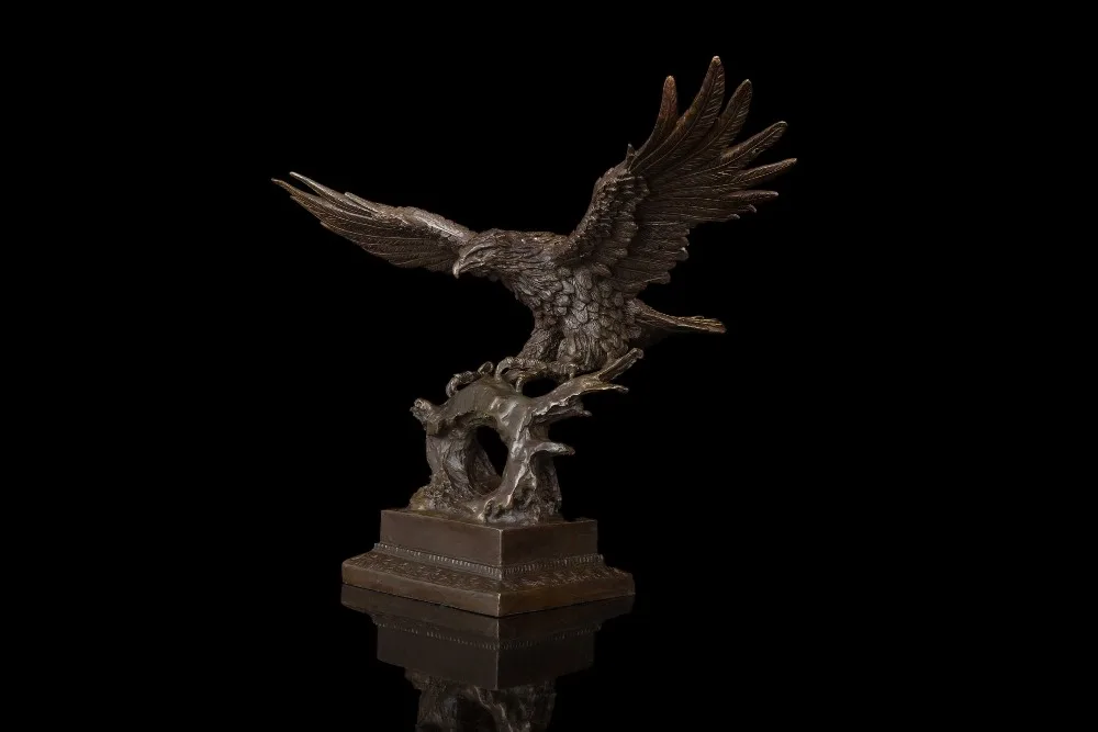 Arts Crafts Copper Durable Casting Bronze Flying Glede Vintage Brass Eagle Sculpture Statue With Base Hawk Figurin | Дом и сад