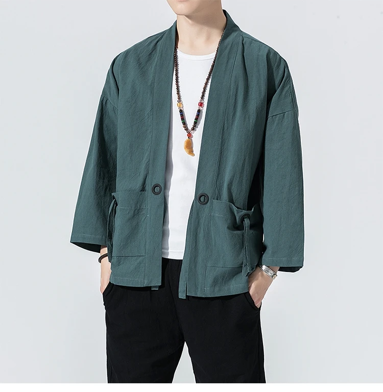 Sinicism Store Мужская Солнцезащитная одежда кимоно повседневные куртки Мужская японская куртка китайский стиль Летняя мужская открытая стежка