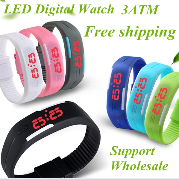 2018 мужские и женские часы ярких цветов резиновые светодиодные детские Дата