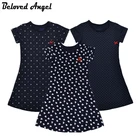 Вечернее платье для девочек, хлопковые костюмы с принтом для девочек-подростков, платья принцессы с бантом, детская одежда, детская одежда, детские платья