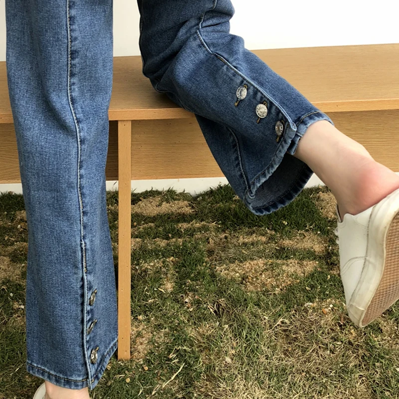 

2019 spring and summer new retro jeans women's high waist wild loose pants
