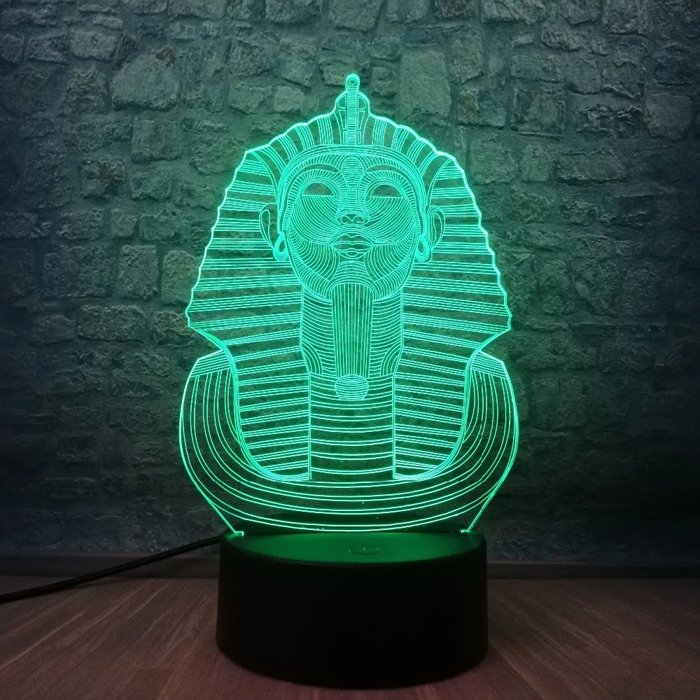 Новинка 3D Египетский Сфинкс Фараон RGB 7 цветов градиентная Ночная лампа Bulbing Mood