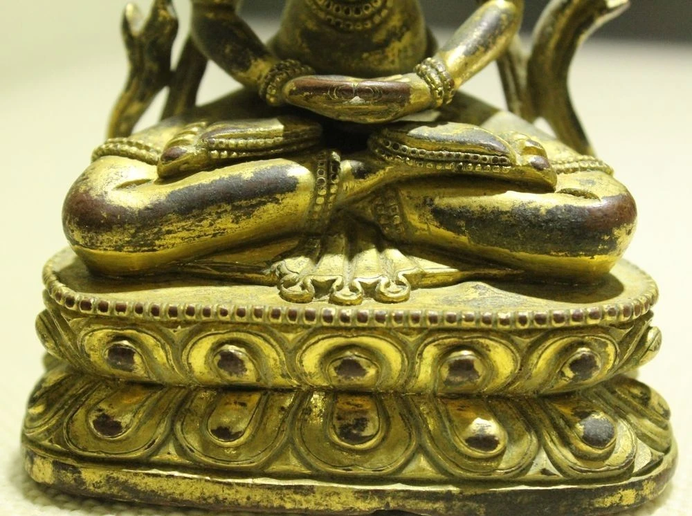 Старый Тибет Храм Бронзовый Золото Позолота Амитаюс долголетие Бог Богиня