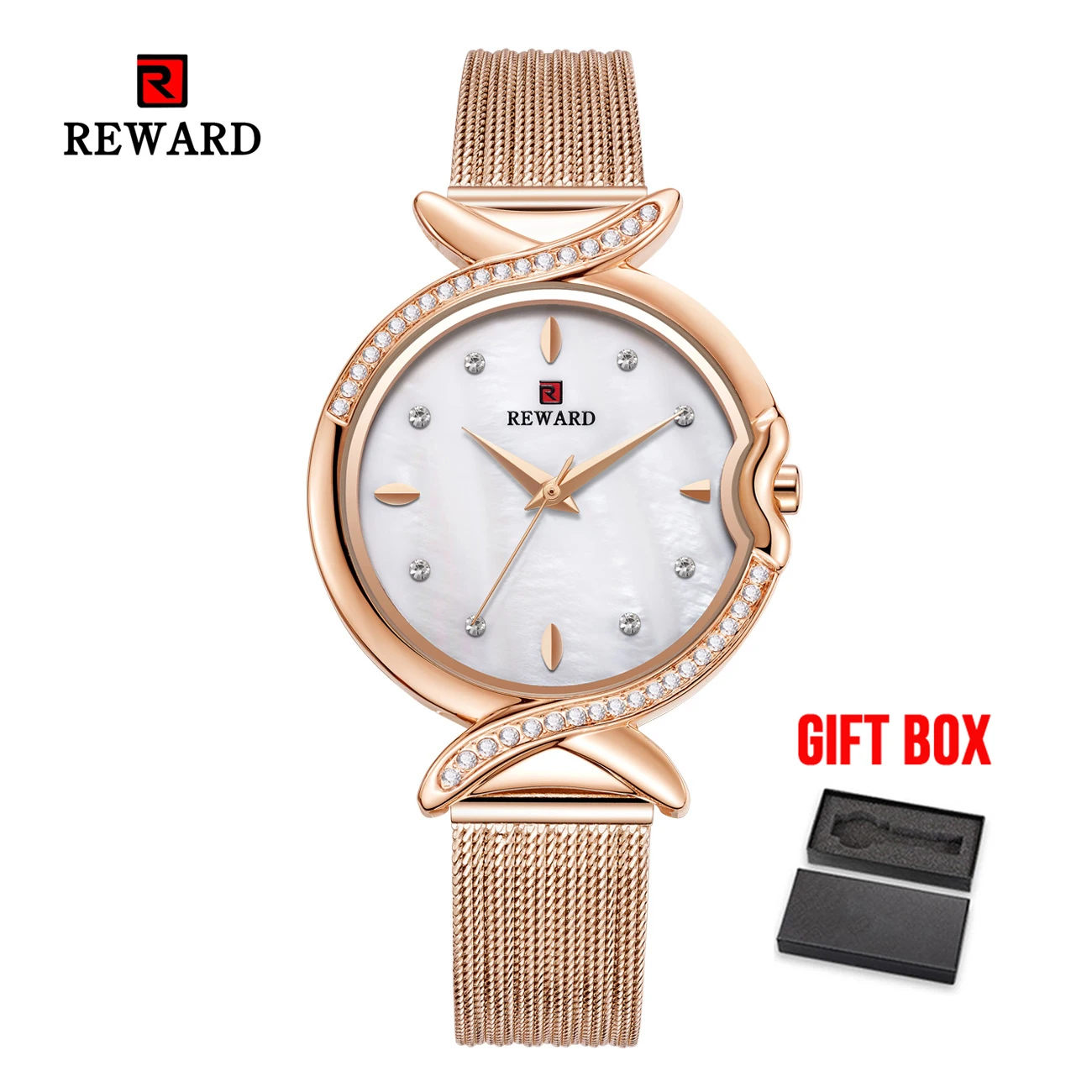 goldwhite w box Награда Топ бренд женские часы водонепроницаемые Модные Повседневные кварцевые часы с хронографом женская одежда часы женские часы Relogio Feminino - Цвет: goldwhite w box