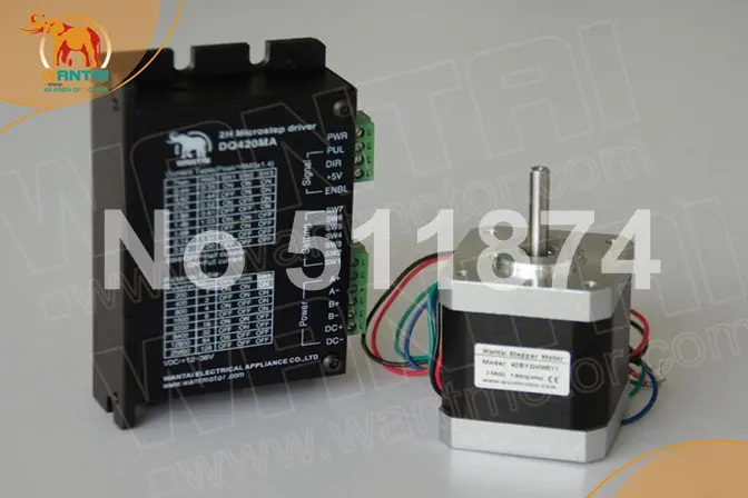 Новое поступление! Шаговый двигатель Wantai Nema 17 42BYGHW208 37oz in + Драйвер DQ420MA 1.7A 36V 128Micro CNC