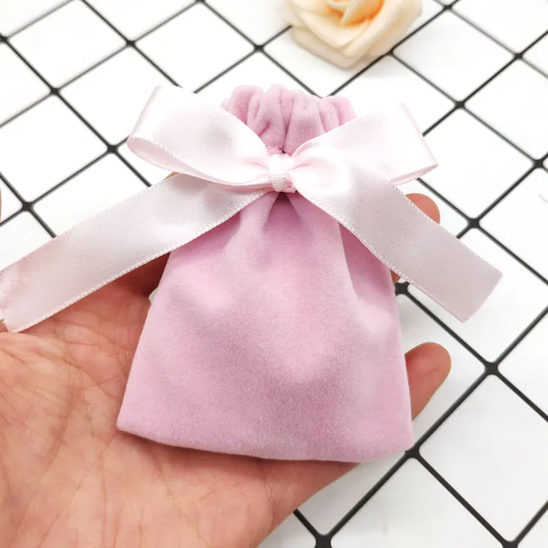 Pink 7x9 6x13 см черные красные бархатные сумки с лентой Голубое озеро свадебные конфеты бархат Ювелирные Подарочные Сумки 1 шт. серьги кольцо Упаковка Сумки - Цвет: Pink