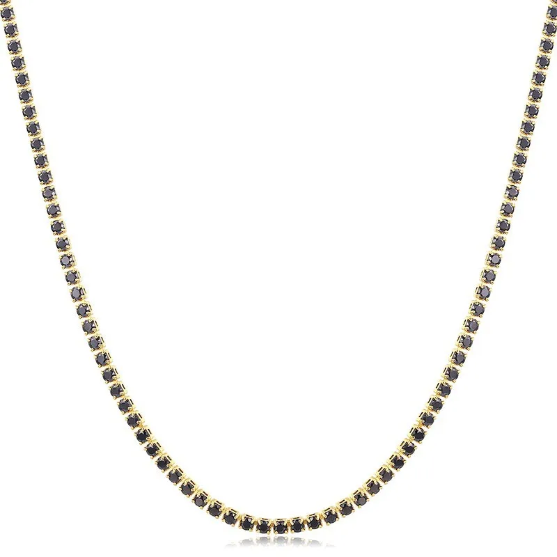 gold color black cz Желтое Золото Цвет кластер CZ цепь короткое колье ожерелье для женщин девушки ювелирные изделия 35 см+ 5 см 2 мм колье ожерелье-колье Ketting 14" - Окраска металла: gold color black cz