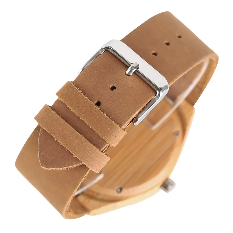 

2020 Top Brand Natural Bamboo Wood Watch Mens Elephant Pattern Quartz Wristwatch Male Simple Sports Genuine Leather Clock Gift