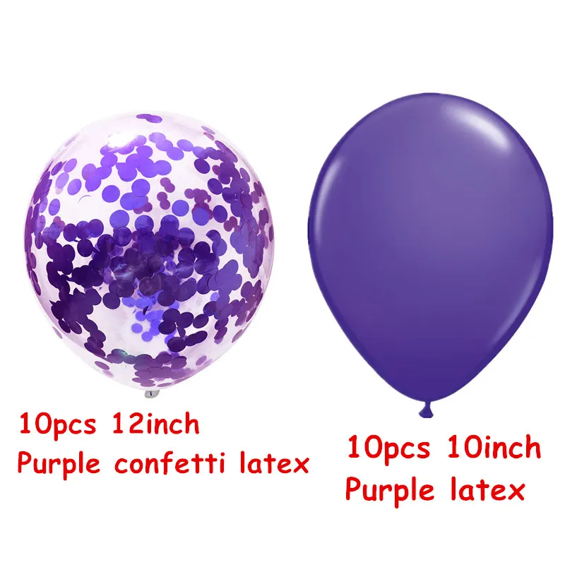 20pcs Purple Set 20шт бордовые розовые и золотые воздушные шары набор Конфетти День Рождения хром шар Свадебные украшения дети металлические шары - Цвет: 20pcs Purple Set