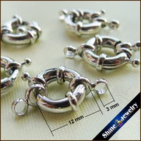 10pcs 1 strings white gold plated spring ring clasp 12mm diy claw jewelry hooks pearl necklacebracelet connector lobster clasp