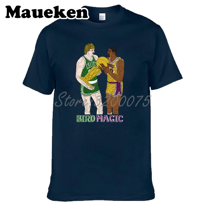 Мужская футболка с круглым вырезом Birdmagic Larry Bird 33 Magic Earvin Johnson 32 для чемпионов