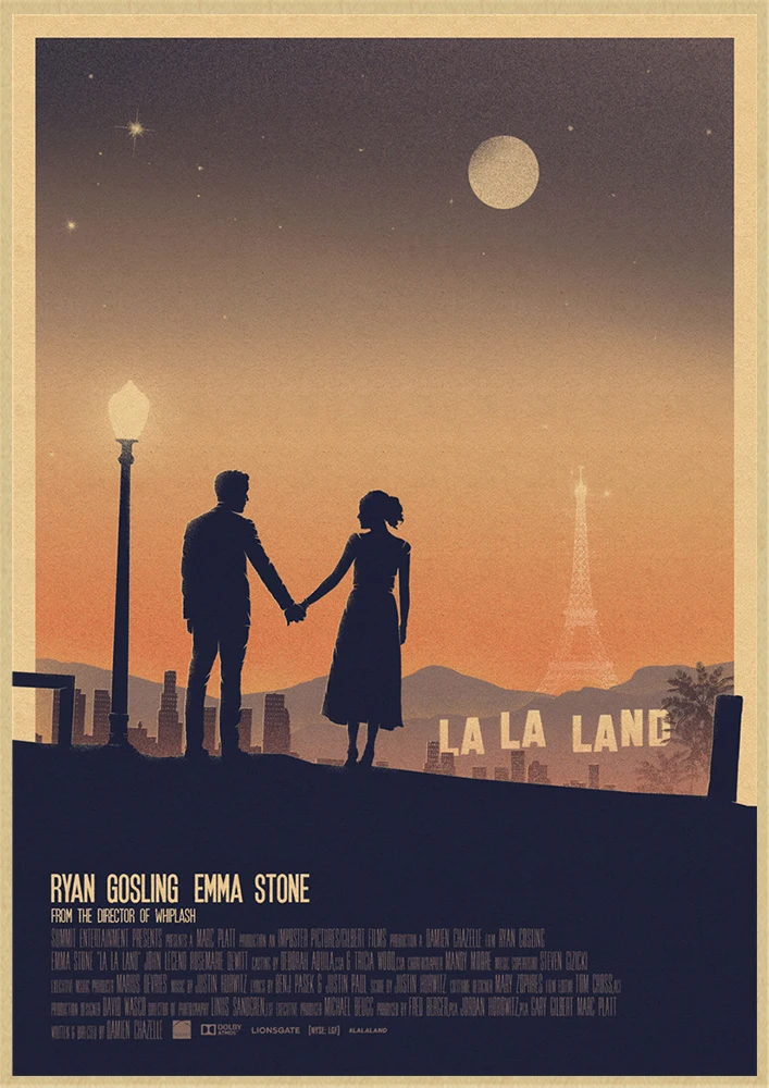 LA LAND фильм плакат из крафт-бумаги плакаты настенные наклейки домашний декор домашний художественный бренд - Цвет: Коричневый