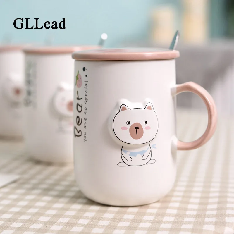 GLLead креативная керамическая кружка с милым медведем из мультфильма кофейные