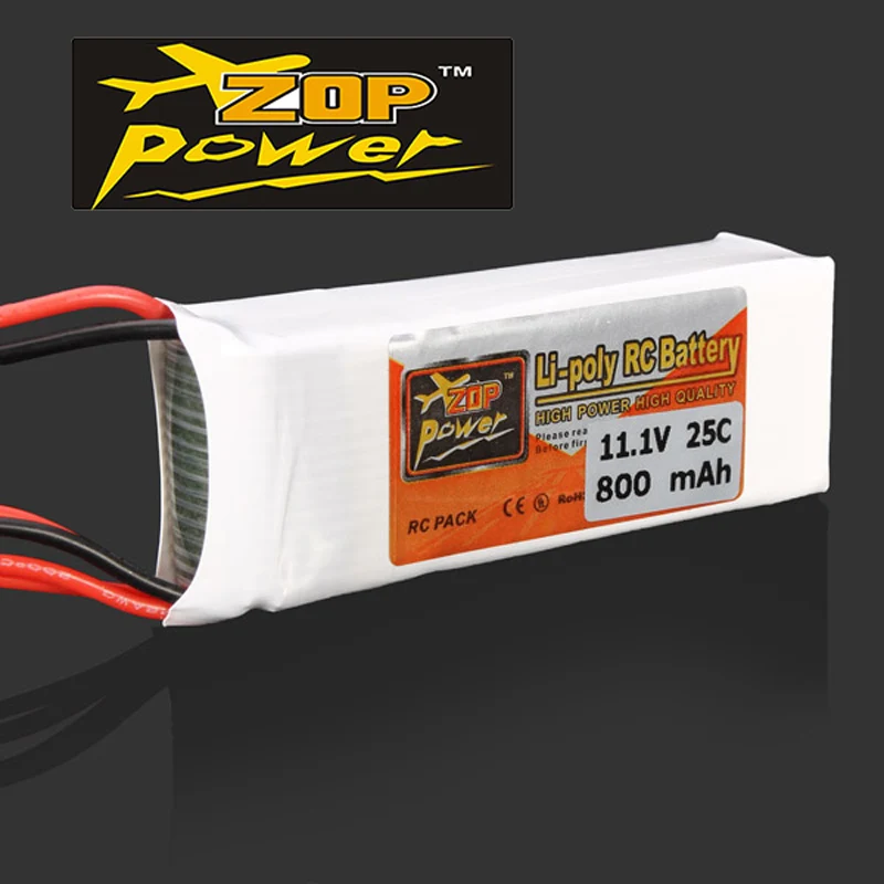 Новое поступление перезаряжаемая Lipo батарея ZOP Power 11 1 В 800 мАч 3S 25C JST вилка для