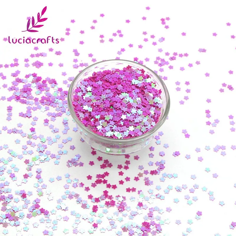 Rose red 10g Lucia crafts 10 г/20 г 3 мм в форме цветка хлопья блестки радуга блесток свадебные/вечерние/ногтей/одежды конфетти DIY украшения D0111 - Цвет: Rose red 10g