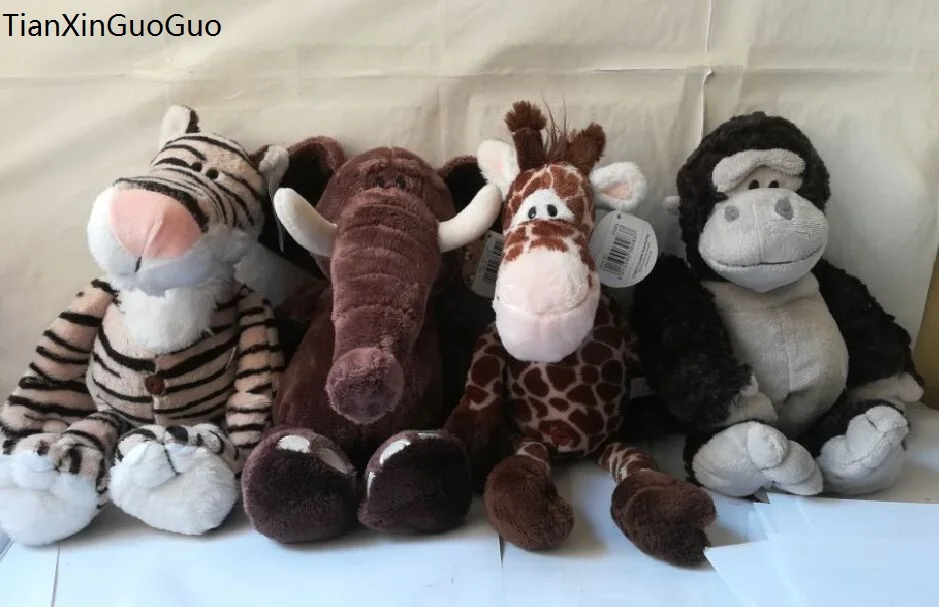 large 35cm cartoon jungle animal series monkey tiger elephant orangutan plush toy soft doll pillow Christmas gift b1459 | Игрушки и