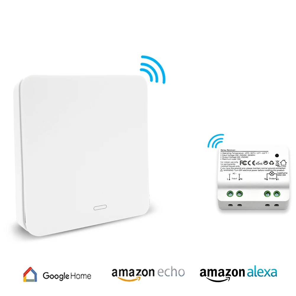 Tuya Smart Life WiFi переключатель с RF Kinetic автономный пульт дистанционного управления беспроводной переключатель, Alexa Echo Google Home Голосовое управление - Цвет: 1 switch  1 receiver