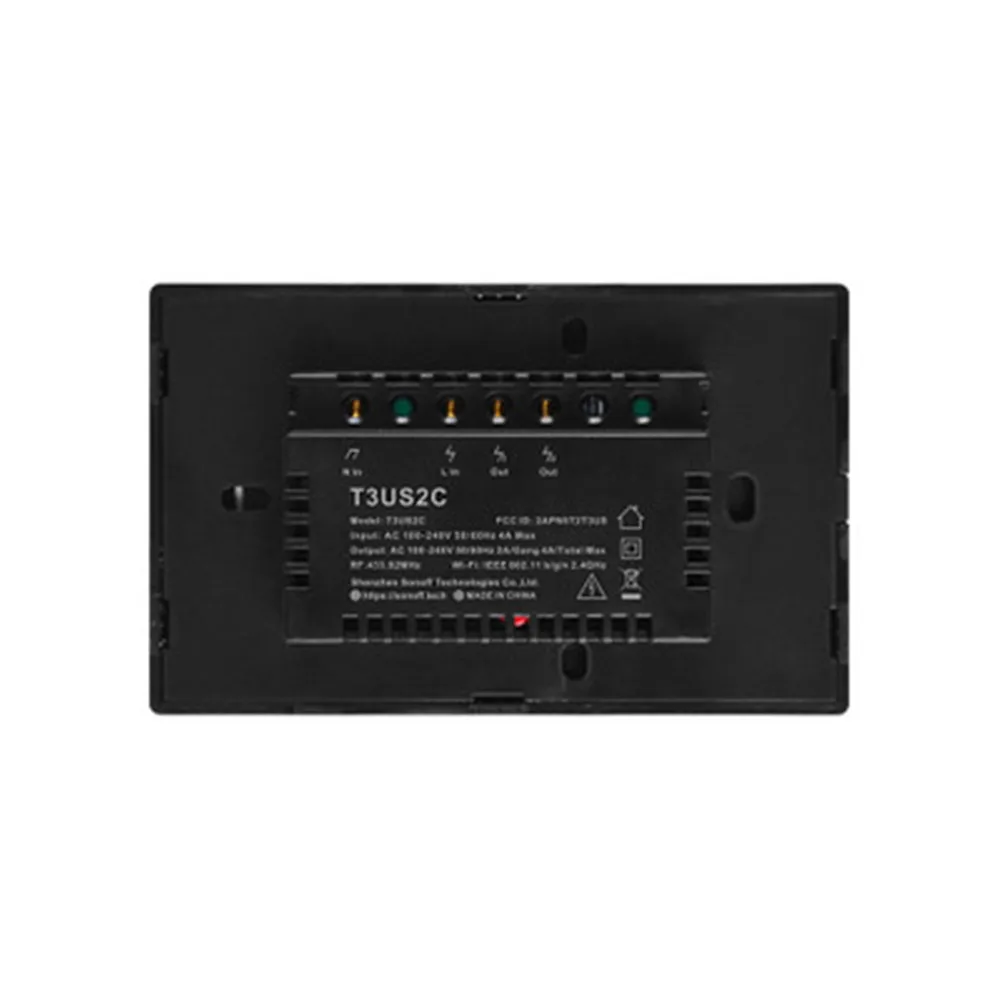 Интеллектуальный выключатель света SONOFF T3US TX Smart Wi-Fi настенный сенсорный Черный с
