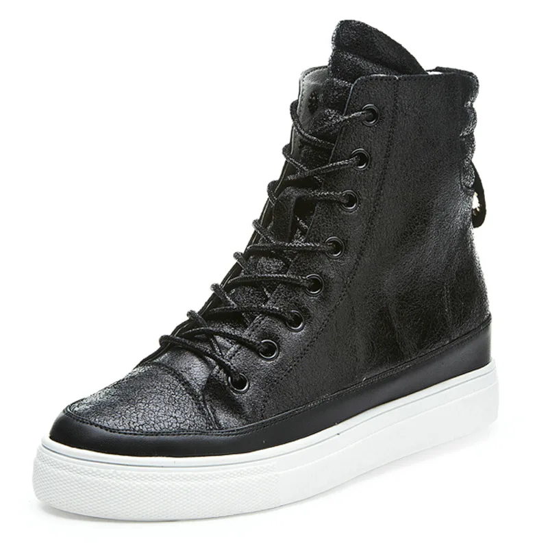 Женские ботинки на танкетке повседневные с высоким берцем в стиле панк золотого