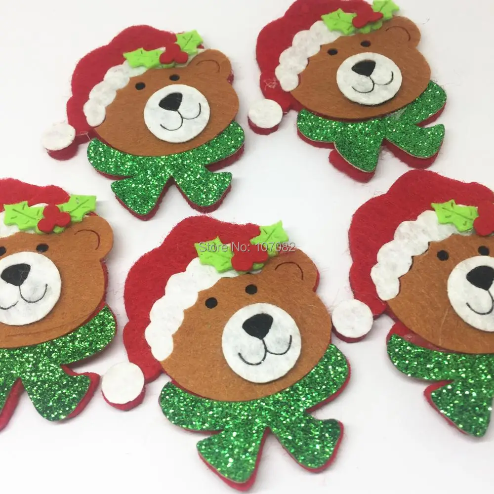 20pcs 55x65mm Felt Fabric Christmas Tree Decorations Reindeer Shape Embellishments Crafts Home Hanging Ornaments | Дом и сад