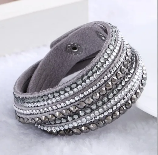 Женский Подарочный кожаный браслет ручной работы с кристаллами|bracelet jewelry|crystal wrap