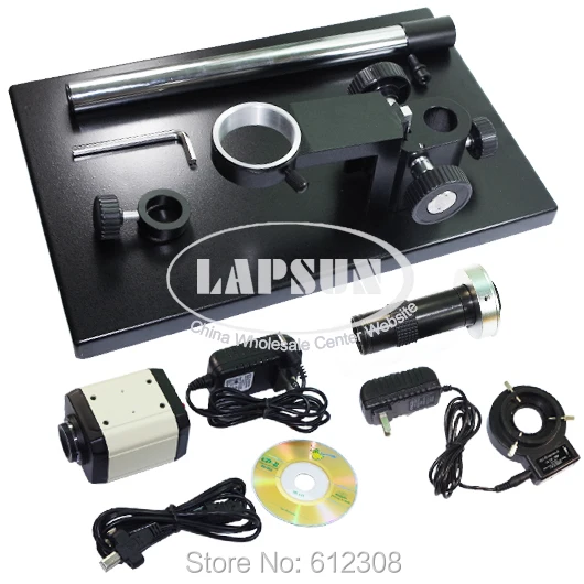 2.0MP 100X Industry Microscope Camera VGA USB AV TV Video Output + C-Mount Lens Big Size Stand Holder 40 LED Ring Light | Инструменты