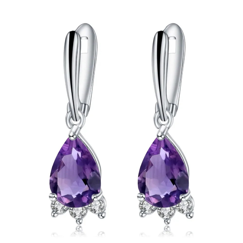 

GEM'S BALLET Luxury 3.69Ct Natural Amethyst Drop Earrings 925 Sterling Silver Gemstone Earrings Fine Jewelry For Women