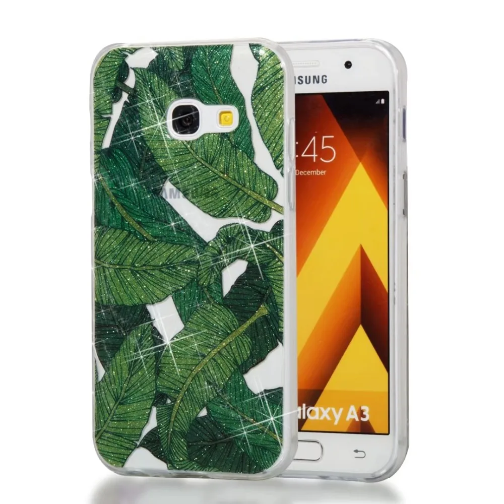Цветочный силиконовый чехол Модный Блестящий Мягкий из ТПУ для SAMSUNG Galaxy A3 (2017) SM