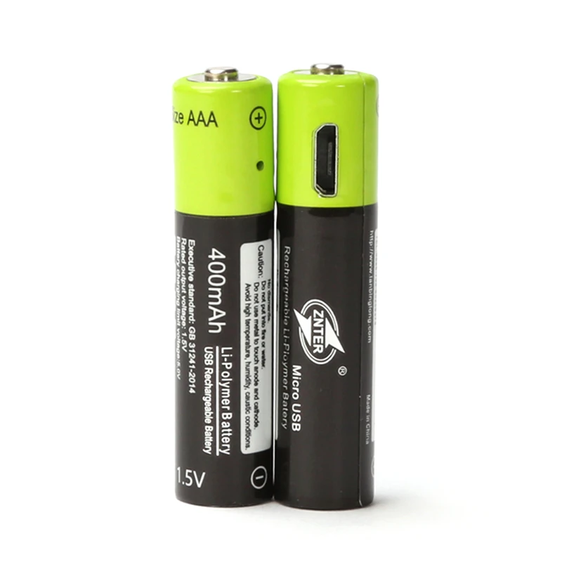 Самая низкая цена! ZNTER 1 шт. AAA 5 В 400 мАч перезаряжаемая батарея USB зарядка