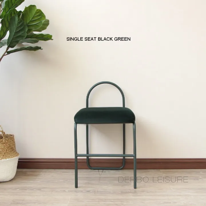 Single ST BLK Green Современный классический Лофт дизайн металлическая бархатная ткань мягкий чехол низкая обувь изменение обеденный счетчик барный стул 1 шт - Цвет: Single ST BLK Green