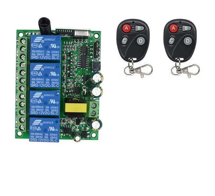 433 mhz AC220V 220 V 4CH RF беспроводной пульт дистанционного управления релейный переключатель системы безопасности для трубчатого двигателя гаражной двери лампа для жалюзи